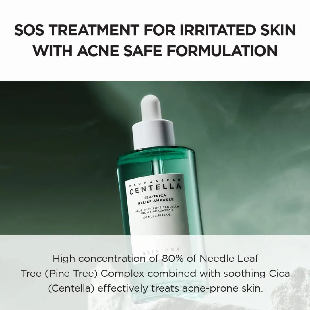 Skincare bottle with dropper labeled 'Centrala' on a green background