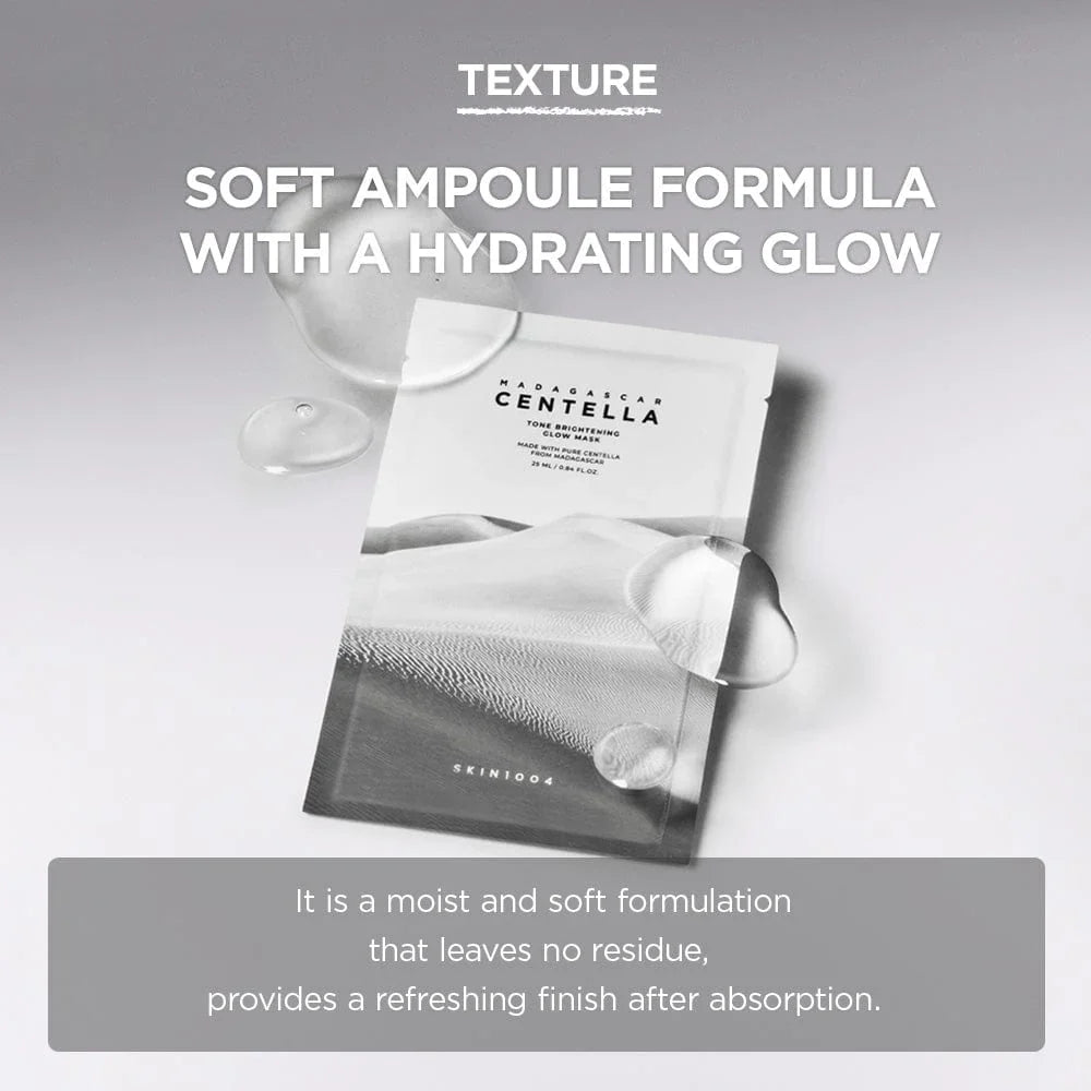 Skincare sheet mask packaging with brand name on a white background