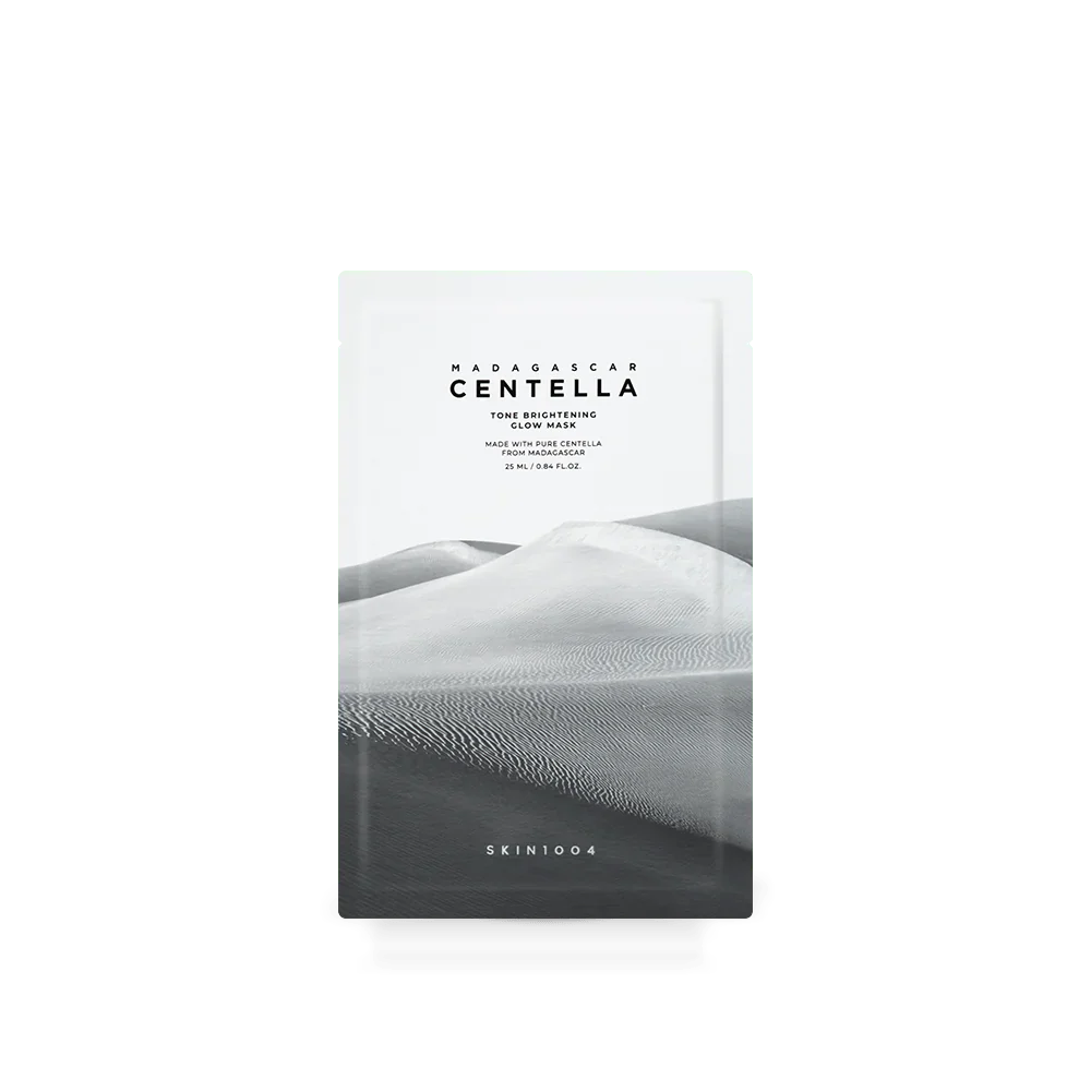 Skincare sheet mask packaging with brand name on a white background