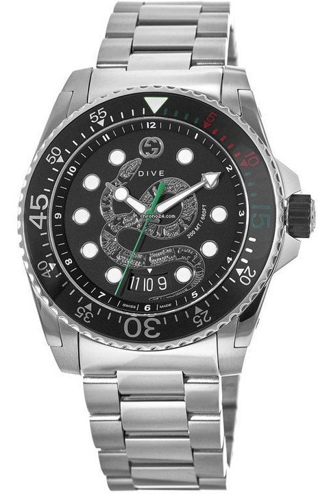 Buy Gucci Men's Swiss Made Quartz Stainless Steel Black Dial 45mm Watch YA136218 in Pakistan