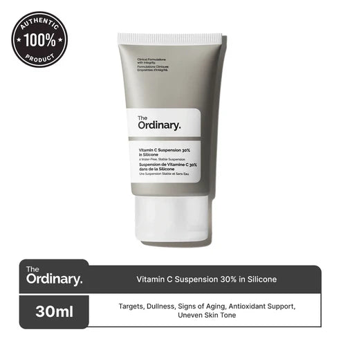 30ml tube of The Ordinary Vitamin C Suspension 30% in Silicone, designed for brightening and anti-ageing.
