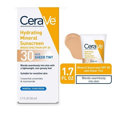 CeraVe - Hydrating Mineral Sunscreen SPF 30 - 50ml (Without Box)