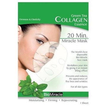BioMiracle - Green Tea Collagen Essence Facial  Mask - 1 Sheet