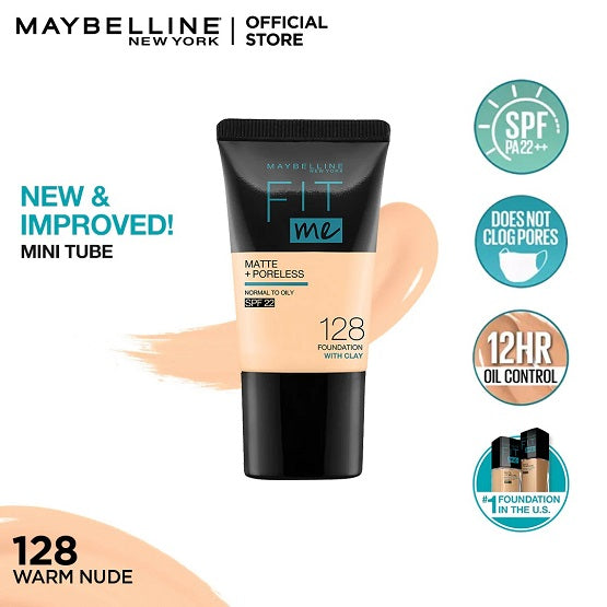 Maybelline - Fit Me Matte & Poreless Liquid Foundation Mini Tube - 128 Warm Nude