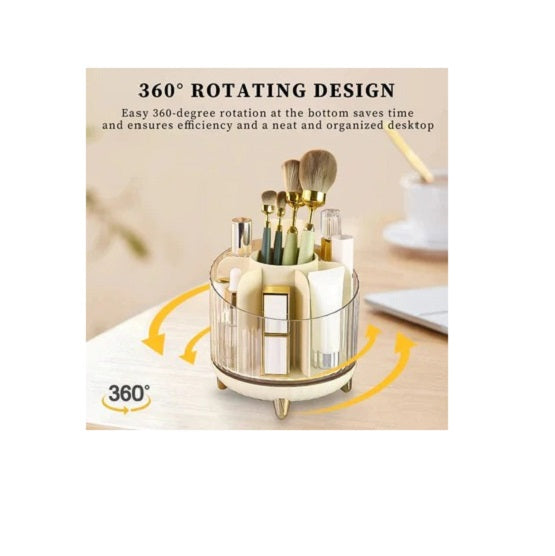 Transparent Rotating Makeup Storage Box - Orange