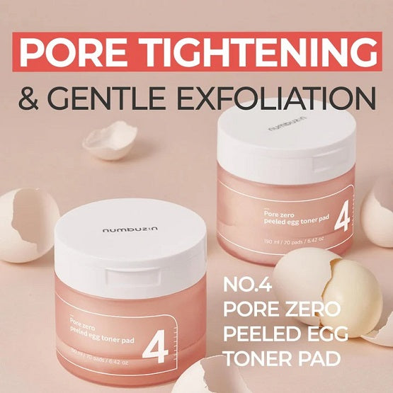 Numbuzin - No.4 Pore Zero Peeled Egg Toner - 70 Pads