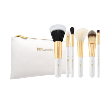 BH Cosmetics Bright White - 6 Piece Brush Set with Cosmetic Bag