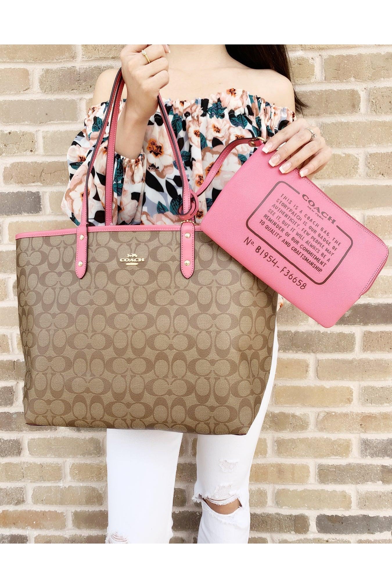 Buy Coach Handbag Light Brown and Pink in Pakistan