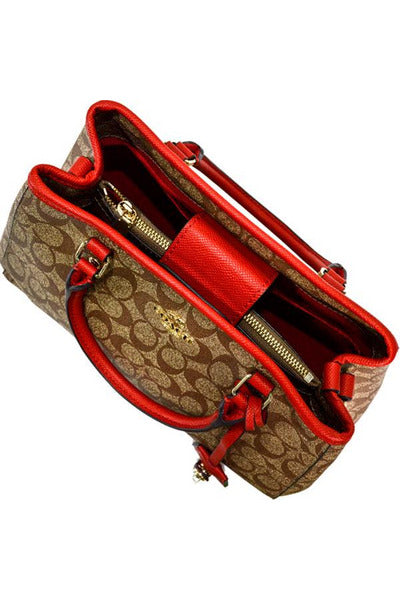 Buy Coach Original Handbag- Coral Red and Beige in Pakistan