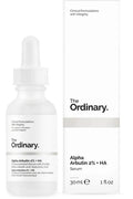 The Ordinary Alpha Arbutin 2% + HA bottle with dropper on a minimal white background

