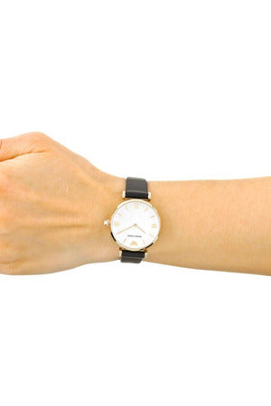 Buy Emporio Armani Women’s Quartz Black Leather Strap Mother of Pearl Dial 32mm Watch AR1910 in Pakistan