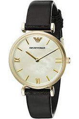 Buy Emporio Armani Women’s Quartz Black Leather Strap Mother of Pearl Dial 32mm Watch AR1910 in Pakistan