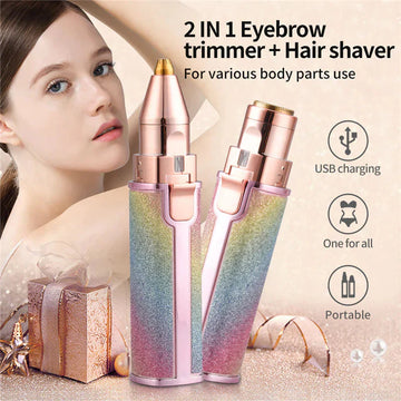 Buy Facial Beauty - 2 In 1 Rechargeable Electric Eyebrow Trimmer Body Facial Hair Removal in Pakistan