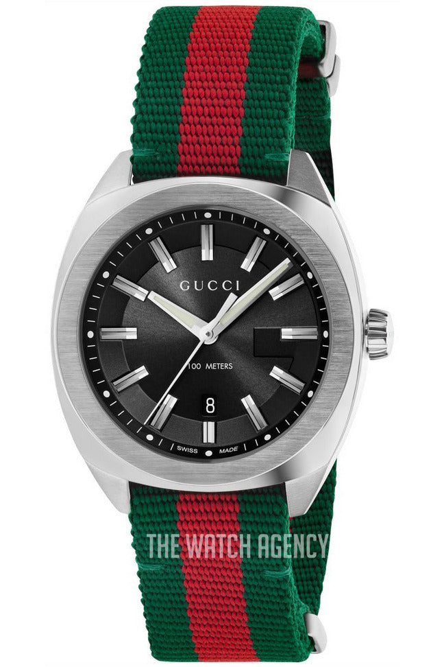 Buy Gucci Men's Swiss Made Quartz Nylon Strap Black Dial 41mm Watch YA142305 in Pakistan