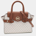 Buy Michael Kors White Tan Signature Coated Canvas and Leather Carmen Satchel Bag Small in Pakistan