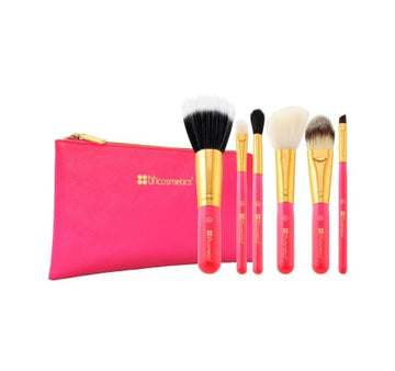 BH Cosmetics Neon Pink - 6 Piece Brush Set with Cosmetic Bag