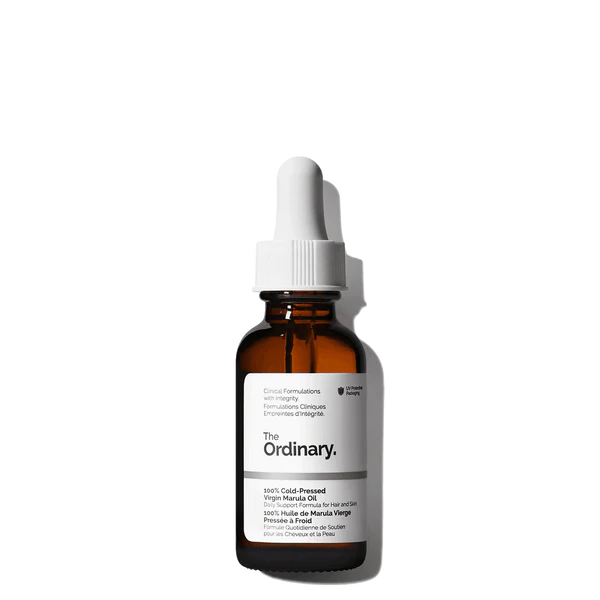 "The Ordinary 100% Cold-Pressed Virgin Marula Oil bottle front view"

