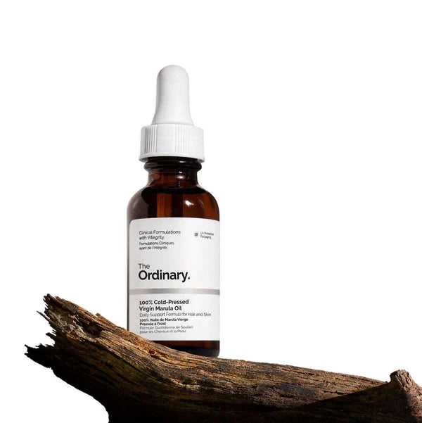 "The Ordinary 100% Cold-Pressed Virgin Marula Oil bottle front view"

